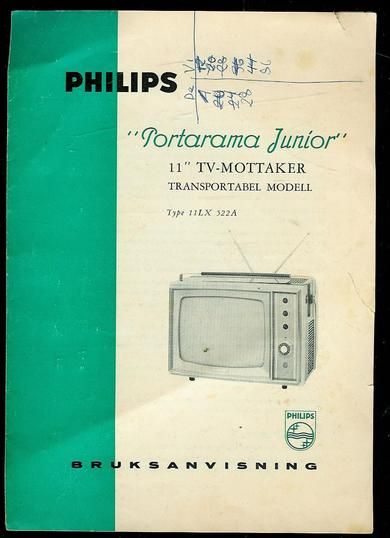 Bruksanvisning fra PHILLIPS: Portarama Junior 60-70 tallet