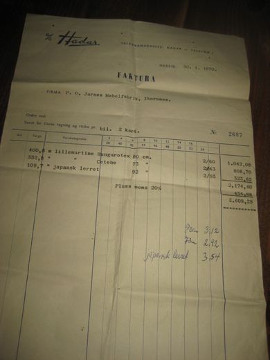 Faktura fra Hadar Hareid 30 1 70