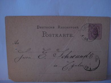 Brevkort Deutsche Reichpost stempla LANGWEDDINGEN 7.5.1876.