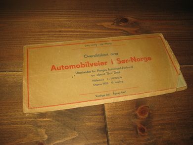 Oversiktskart over Automobilveier i Sør Norge 1952