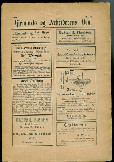 1892 nr 045 Hjemmets og Arbeidernes Ven