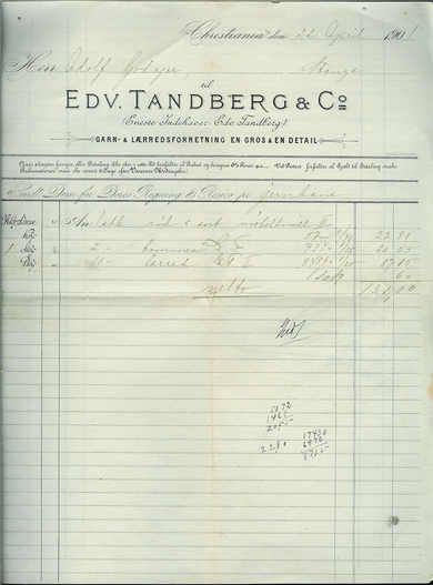 EDV. TANDBERG & CO., Christiania. 1901