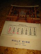 Del av kalender fra ROLF EIDE Assortert handel Telf 220 RYLAND (Bremanger) 1972