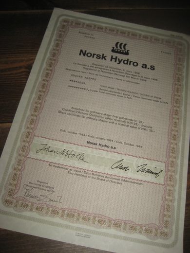 Norsk Hydro a.s. Nr 783380, 1984.