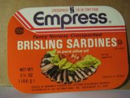 Empress, fra NORWAY FOODS LTD, STAVANGER. Brunrød.