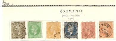 1872, 6 stk. frimerker fra Romania.