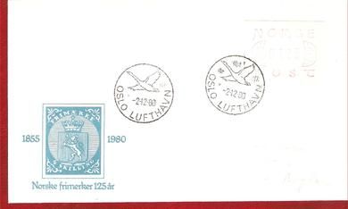 1980 stempla OSLO LUFTHAVN 2 12 80