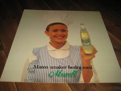 Reklameplakat Maten smaker bedre med Mozell 80 tallet