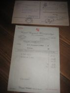 Faktura fra Conrad Langaards Kommisjonslager Bergen 15 AUGUST 1955 Samt postgiro kvittering med stempel BLAKSÆTER 200 8 55 for innbetalt beløp Selges samla