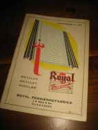 Forhandlerkatalog fra ROYAL PERSIENNEFABRIKK Haugesund 1955