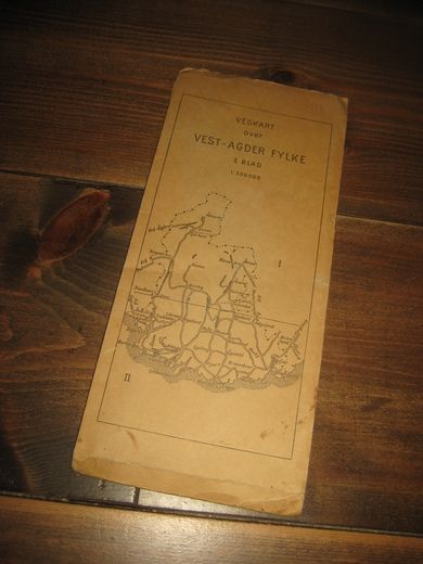 VEGKART over VEST AGDER FYLKE 1943
