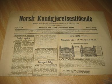 1905 nr 312 Norsk Kundgjørelestidende