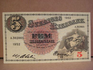1952 5 KRONOR meget pen