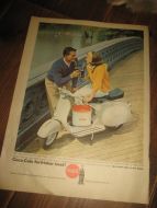 Reklame for Coca Cola fra 1965. Pen i glass og ramme. 