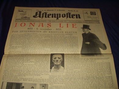 1933 nr 553 Morgen Aftenposten Jonas Lie
