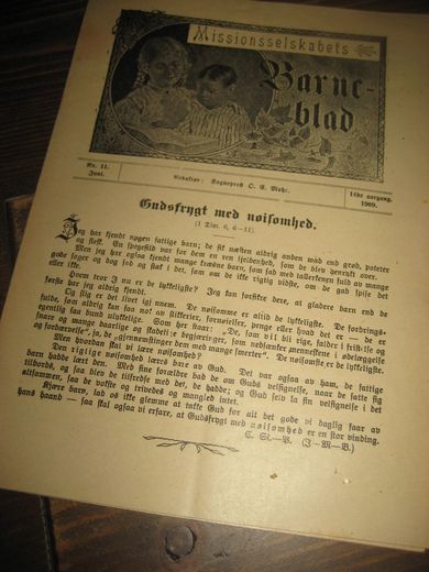 1909 nr 011 Missionsselskabets Barne blad