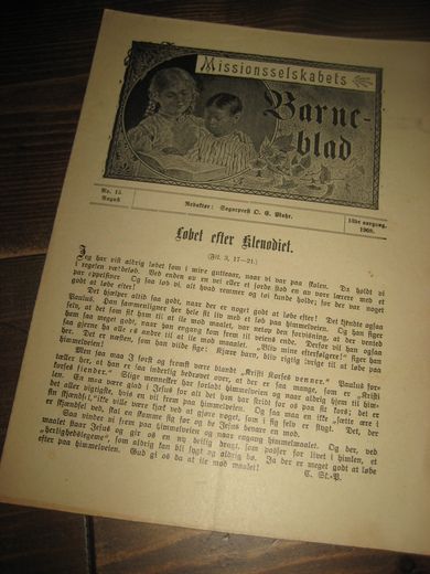 1908 nr 015 Missionsselskabets Barne blad