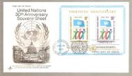 1975, 26. JUNI, 30TH ANNIVERSARY SOUVENIR SHEET, FDC UNITED NATION,