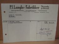 Faktura fra P I Langlos Fabrikker Stranda pr Ålesund 6 5 49