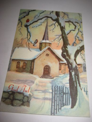 Strøkent, ubrukt kort, NORSK ARBEIDE, kirke.