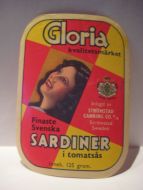 GLORIA SARDINES, fra STRØMSTAD CANNING, STRØMSTAD.