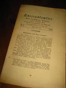 Overenskomster med fremmede Stater: 1892,nr 003, Overenskomst om forbindelsen mellenNorge og Danmark. 