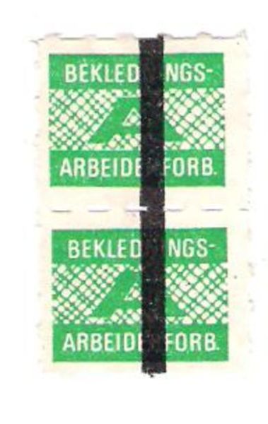 Stripa fagforeningsmerke fra BEKLEDNINGS ARBEIDER FORBUNDET Dobbeltmerke