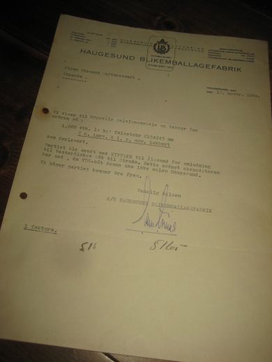HAUGESUND BLIKKEMBALLAGEFABRIK HAUGESUND 1960