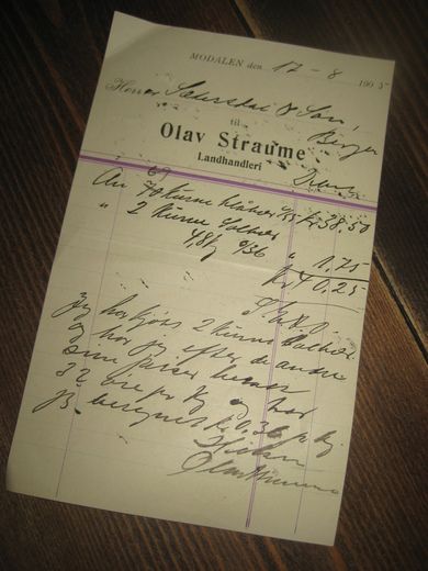 MODALEN 17-8 1905 Fra Olav Straume Landhandleri