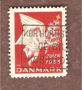 1933, julemerke fra Danmark, stempla.