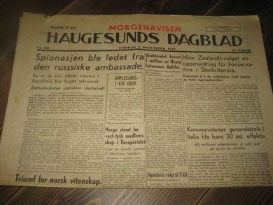 1949 nr 280 HAUGESUNDS DAGBLAD