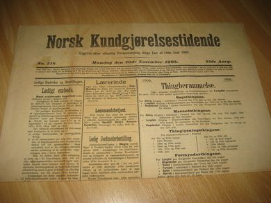 1905 nr 318 Norsk Kundgjørelestidende