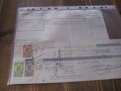 Brev fra AALESUND OG MØRE PRIVBATBANK med veksel til Bangavåg Rederi, Hareid, og påklistra stempelmerke. 1952. Dette er nr 19