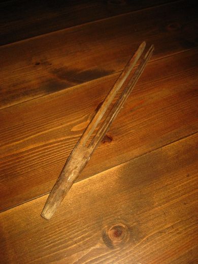 Stokk til å feste line angler på gammel