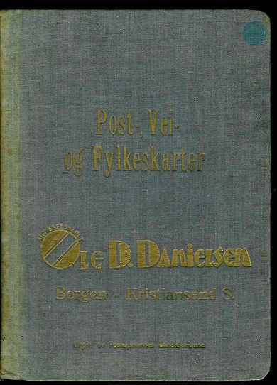 Post- Vei- og Fylkeskarter fra Ole D Danielsen Bergen - Kristiansand 1931