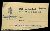 MEL- og BRØDKORT for tiden 29.juni- 12. juli 1942