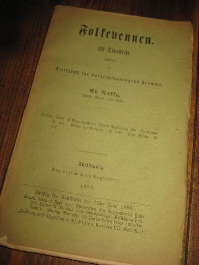 Folkevennen Et tidsskrift Træk af Naturforskeren Frans Budlands Liv Breve fraa Amerika 1888