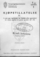 KJØPETILLATELSE fra 1944. Forsyningsnemnda i Kyrkjebø / M. Lavik Skoforretning