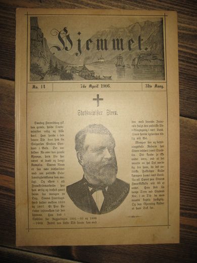 1906 nr 014 Hjemmet Statsminister Steen død