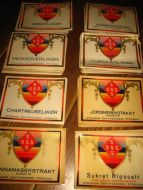 Lot etiketter fra Stranda Saftpresseri, Stranda, 60-70 tallet. Pk. 1.