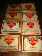 Lot etiketter fra Stranda Saftpresseri, Stranda, 60-70 tallet. Pk. 2.