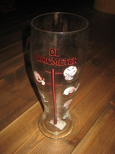 Megastort glass: ØL TERMOMETER Ca 30 cm høgt