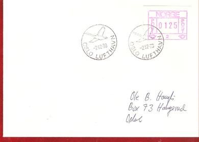 1978 stempla OSLO LUFTHAVN 2 12 78