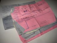 Bunke med INN og Ut betalingsslipper fra SYKKYLVEN SPAREBANK, 1968-70.