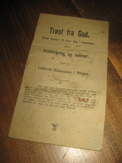 Trøst fra Gud. Smaa stykker til hvær dag i maaneden samt trøstesprog og salmer. 1914.