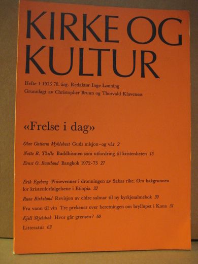 1973 nr 001 KIRKE OG KULTUR