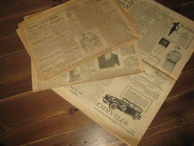 Diverse deler fra aviser fra tidleg 1900 selges samla Mange annonser etc