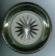 Pent glassfat på blikkfat 30-40 tallet