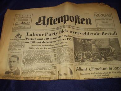 1945 nr 329 morgenutgaven Aftenposten