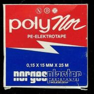Eske med innhold Polynor Elektrotape fra 80 tallet. SORT.